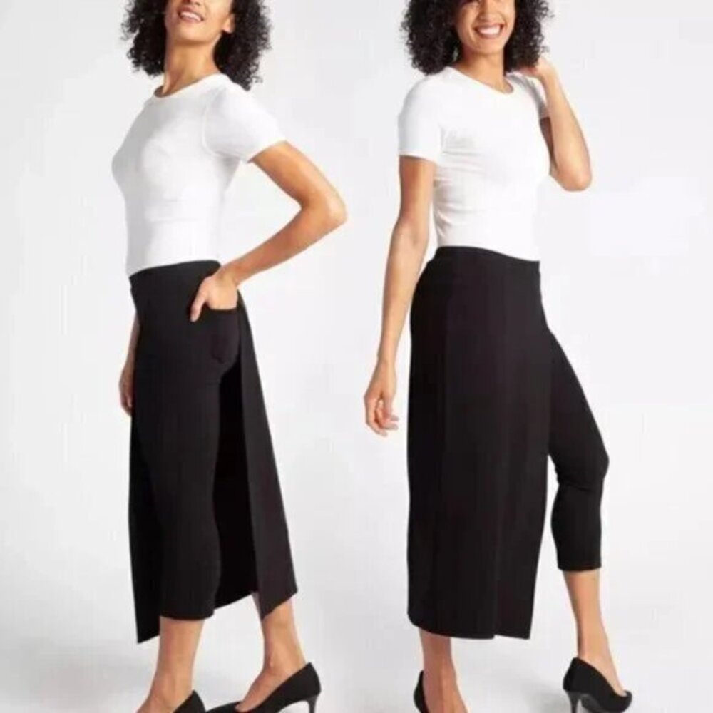 Betabrand the Sassiest Pant Skirt L Black